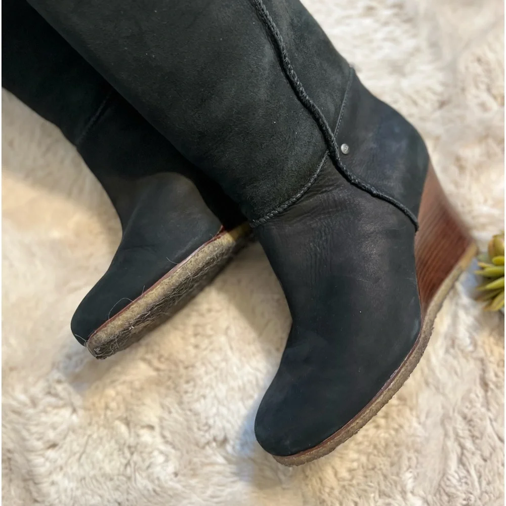 UGG Black Tall Wedge Winter Boots - Picture 8 of 16